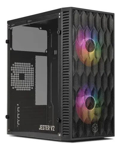 😱 Gabinete Gamer Tgt Jester V2 Preto Mini-tower Com Acrílico E 2 Fans Rainbow