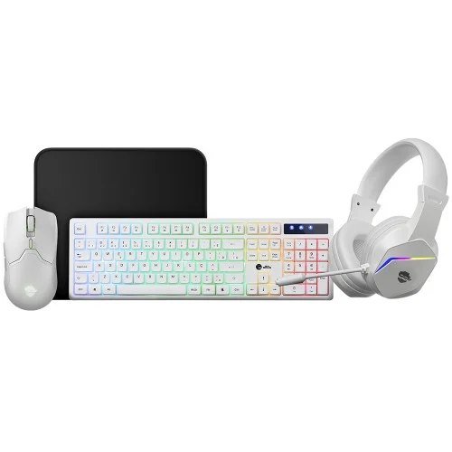 😱 Combo Gamer Ninja Squad 4 Em 1, Headset, Teclado, Mouse e Mousepad, USB, Rainbow, Branco, GN-CG-SQTMPHW