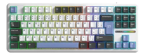 😱 Teclado Mecânico Aula F87 Sem Fio Azul Marinho Hotswap Abnt2