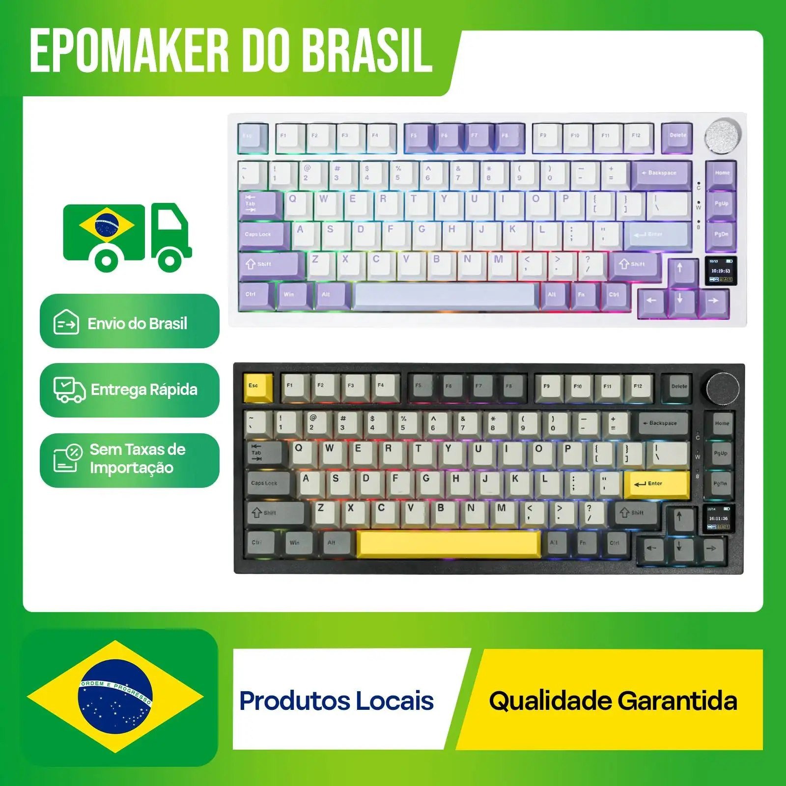 😱 Teclado Mecânico Sem Fio Ajazz AK820 PRO, Knob de volume, Com Tela TFT configurável