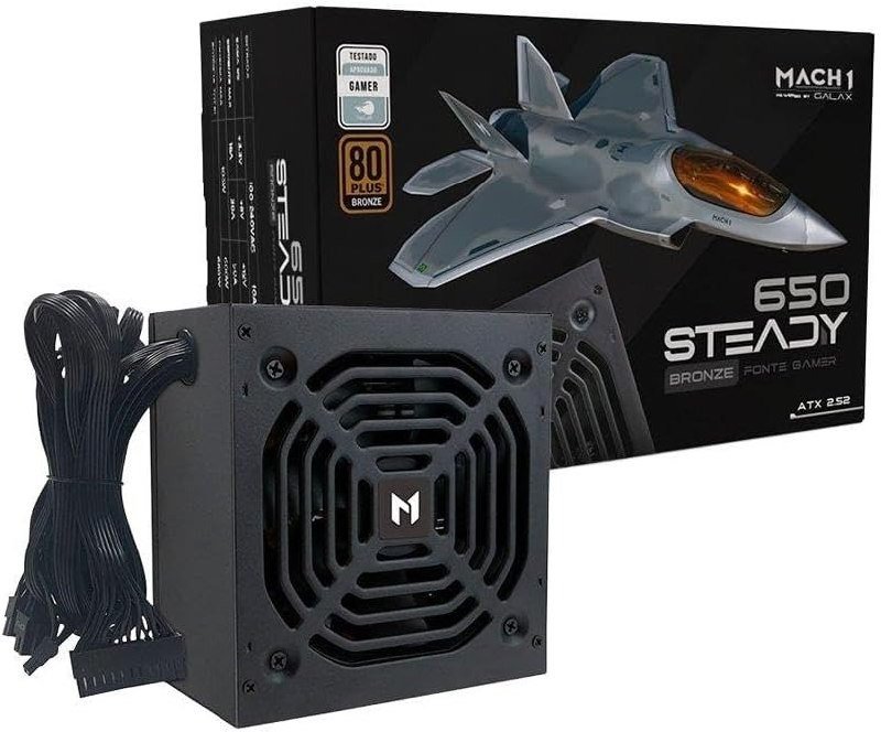 😱 Fonte MACH1 Steady, 650W, 80 Plus Bronze, PFC Ativo, Preto