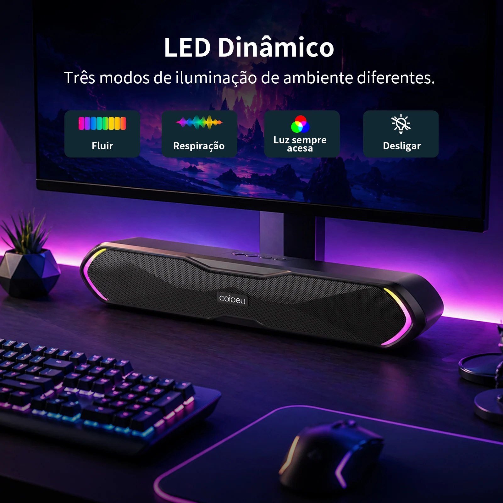 😱 SoundBar Coibeu Estéreo 1200Mah 85Db
