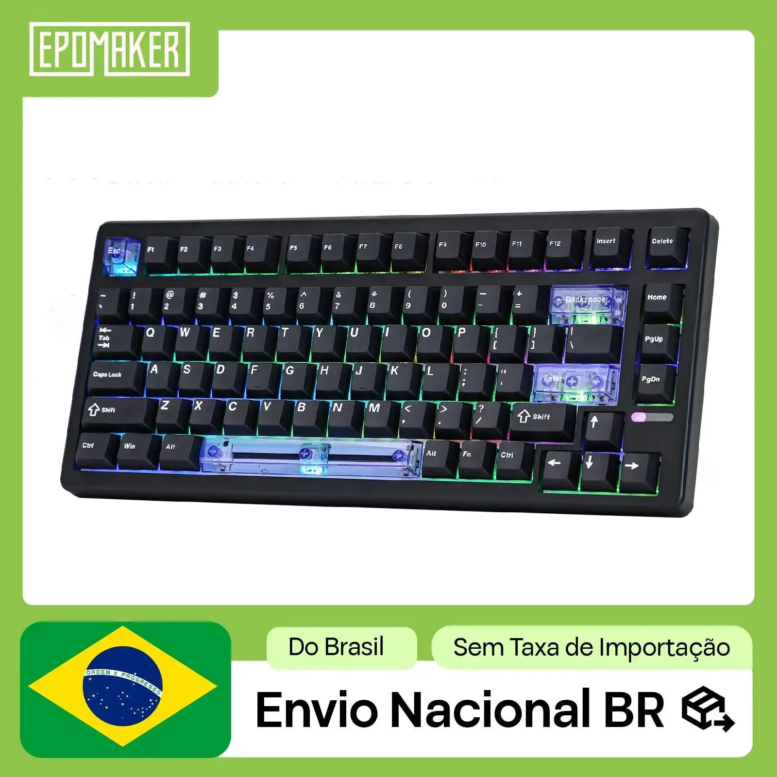 😱 Teclado Magnético Com Fio, Efeito Hall, Taxa de Polling 8000Hz, Epomaker HE80 75% Us Qwerty Layout