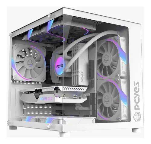 😱 Gabinete Gamer Pcyes Forcefield Mini White Ghost - Gffmnwg Branco sem FANS