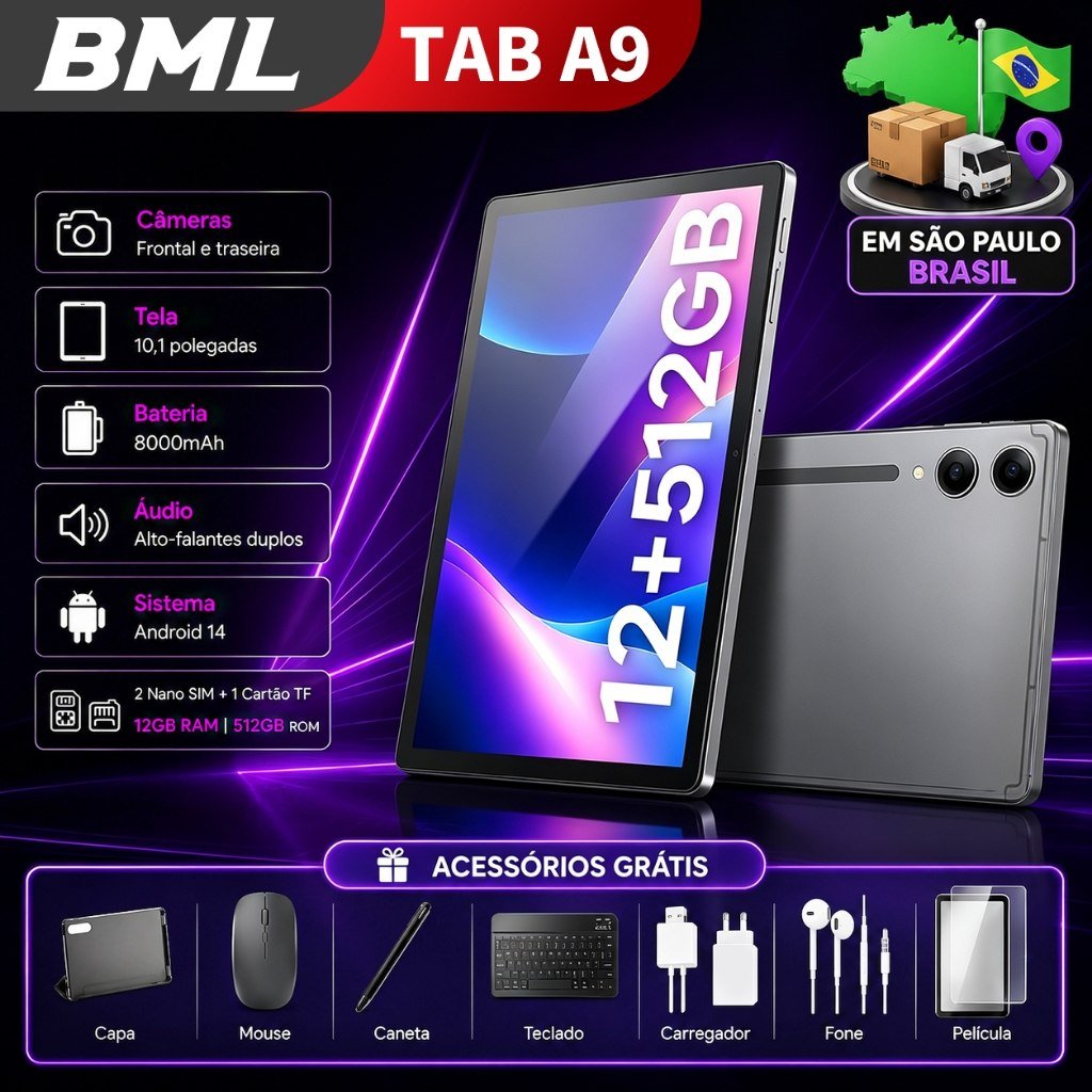 😱 Tablet Bml A9 5g Lte Wi-fi 512gb 12GB Ram Tela 10.1