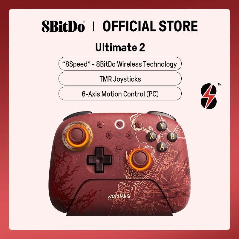 😱 8BitDo Edição Limitada WUCHANG - Controle 8BitDo Ultimate Wireless com Dock, RGB, Joystick TMR, Motion Control, Trigger mode, sem fio, 1000mAh, trimode Bluetooth 2.4 usb-c, 1000hz, botões extras