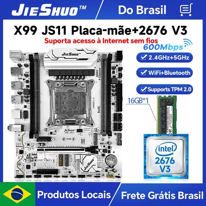 😱 Kit X99 Jieshuo JS11 White Argb + Xeon 2676 V3 1x16GB DDR3