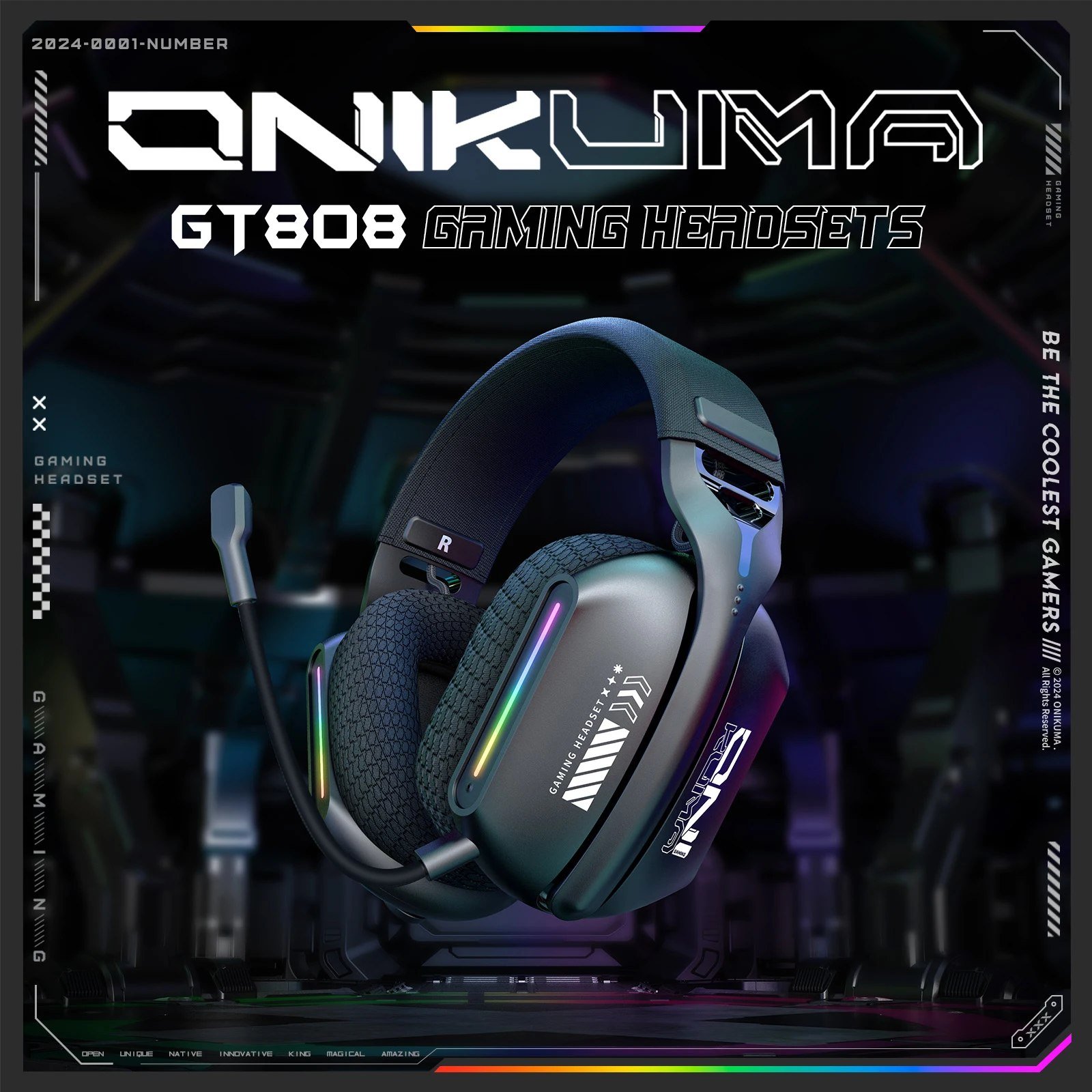 😱 Headset Gamer Sem Fio Onikuma GT808 RGB