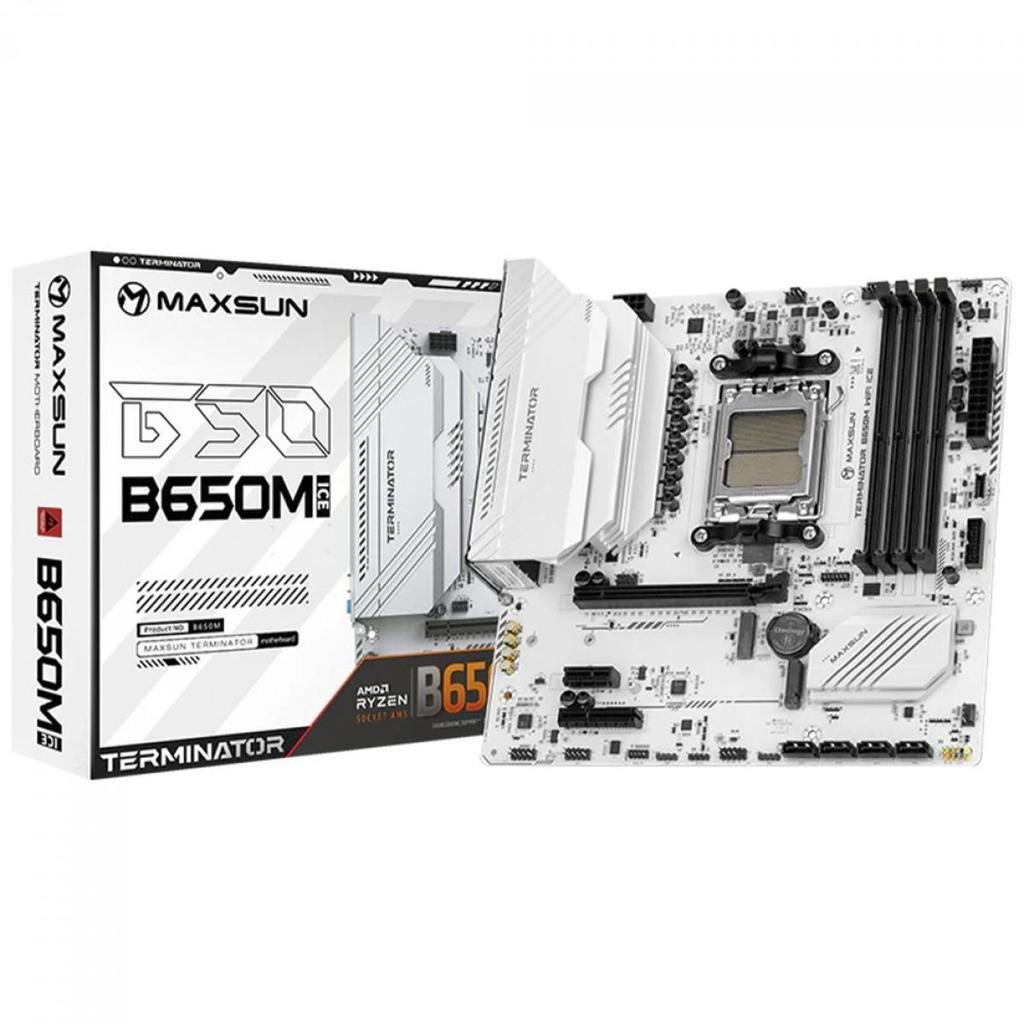 😱 Placa Mãe Maxsun Terminator B650M WiFi ICE, Chipset B650, AMD AM5, mATX, DDR5