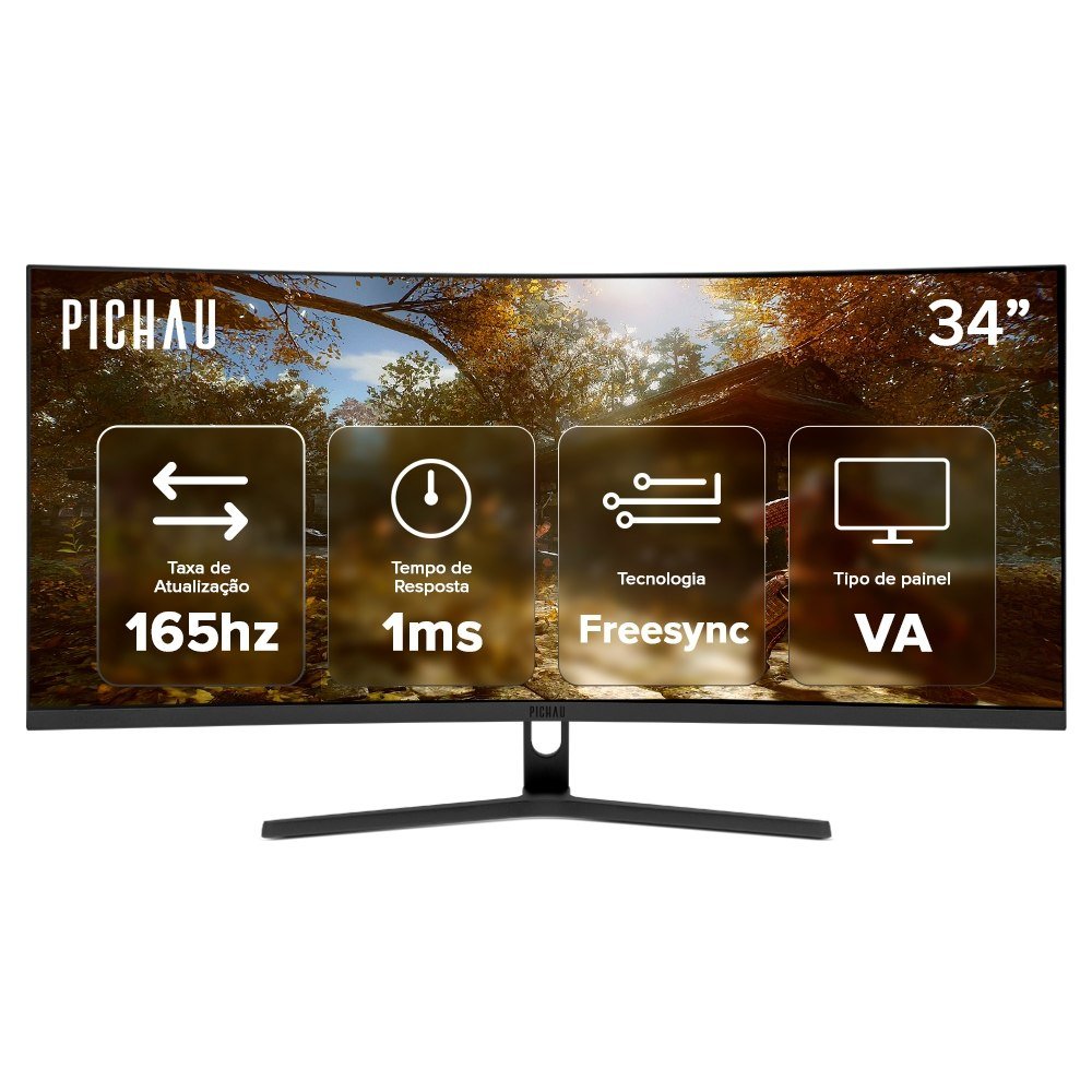 😱 Monitor Gamer Pichau Nexus 34 Neo S, 34 Pol, VA, Ultrawide Curvo, WQHD, 1ms 165Hz, PG-NXS34NEOS-BL01