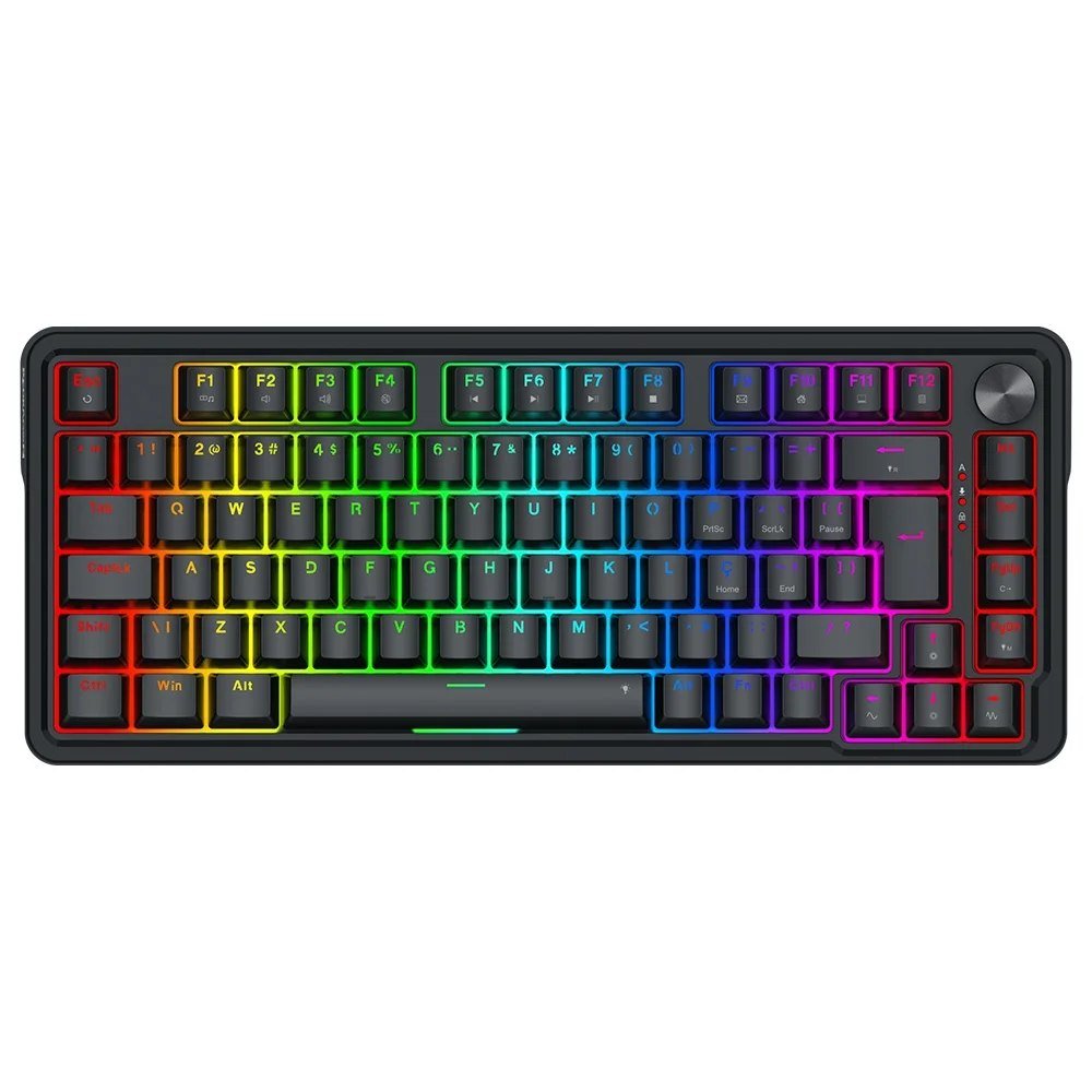 😱 Teclado Magnético Gamer Redragon UCAL, RGB, Switch Magnético, Layout 75%, Hot-Swap, ABNT2, USB Tipo-C, Preto - K673RGB-M