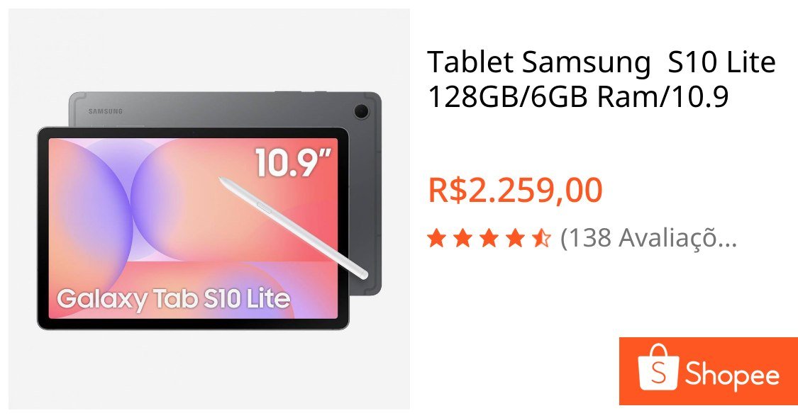 😱 Samsung Galaxy Tab S10 Lite 128GB 6GB RAM 10.9" Tela