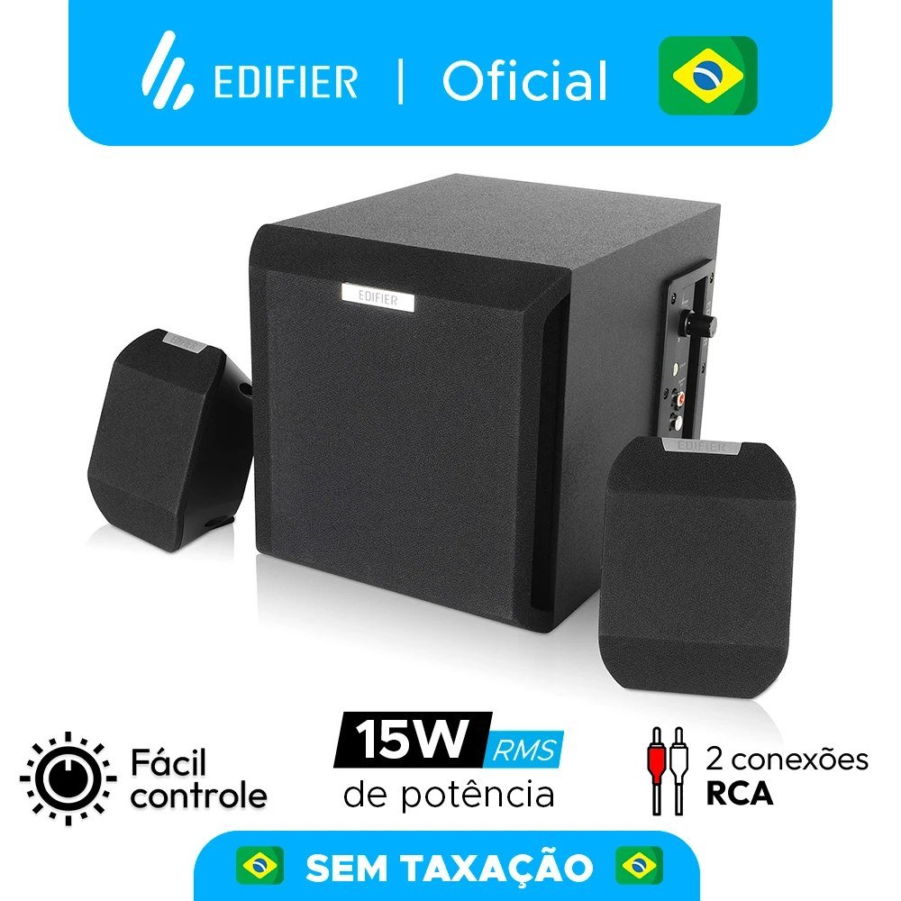 😱 Caixa De Som 2.1 Edifier Pc X100b Bivolt 15w Rms - Preto