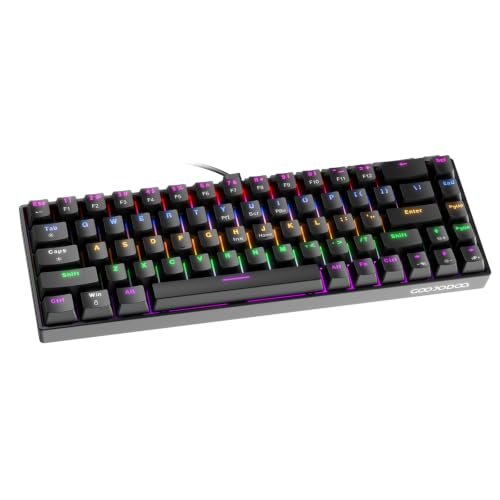 😱 Teclado Mecânico com Fio A1802, Gamer Switch Azui 68 Teclas Semi 65%, Iluminação RGB com 17 Modos, Hot-Swap, Teclas Anti-Ghosting, Preto