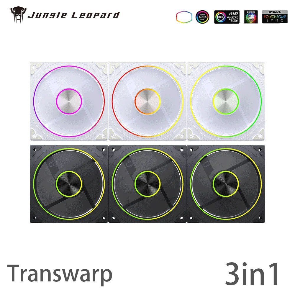😱 Kits Fans 3 em 1, 360mm ARGB Jungle Leopard Transwarp