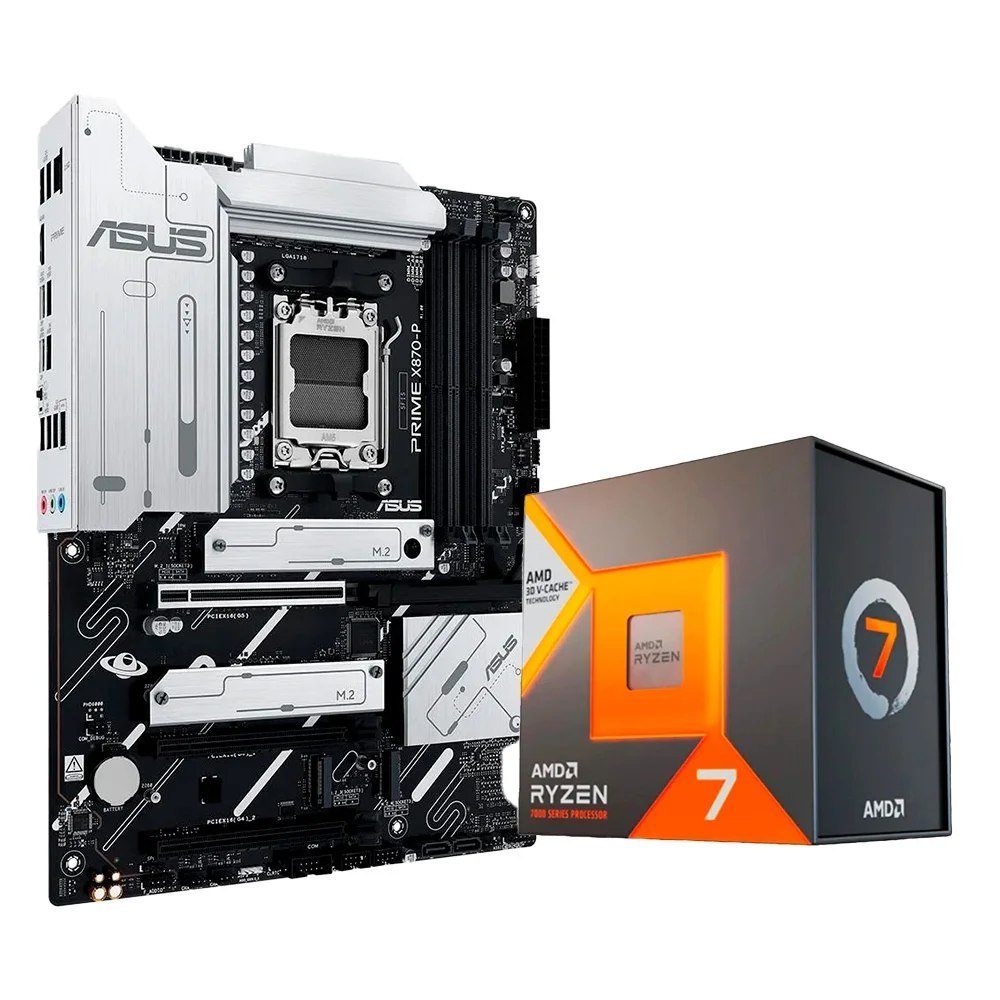 😱 Kit Placa Mãe Asus PRIME X870-P AM5 + Processador AMD Ryzen 7 7800X3D