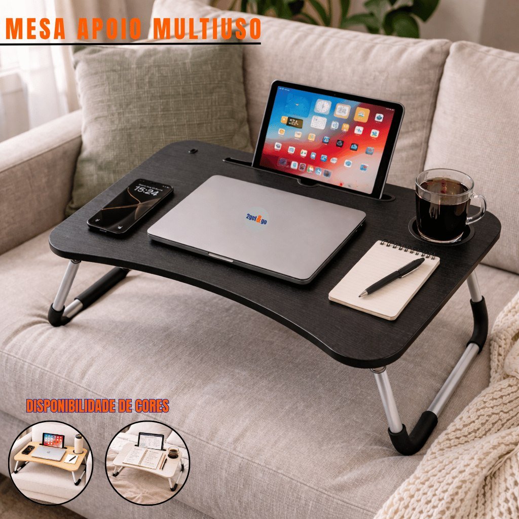 😱 Mesa Dobrável Notebook Retrátil Home Office Apoio Cama Sofá Trabalho Café