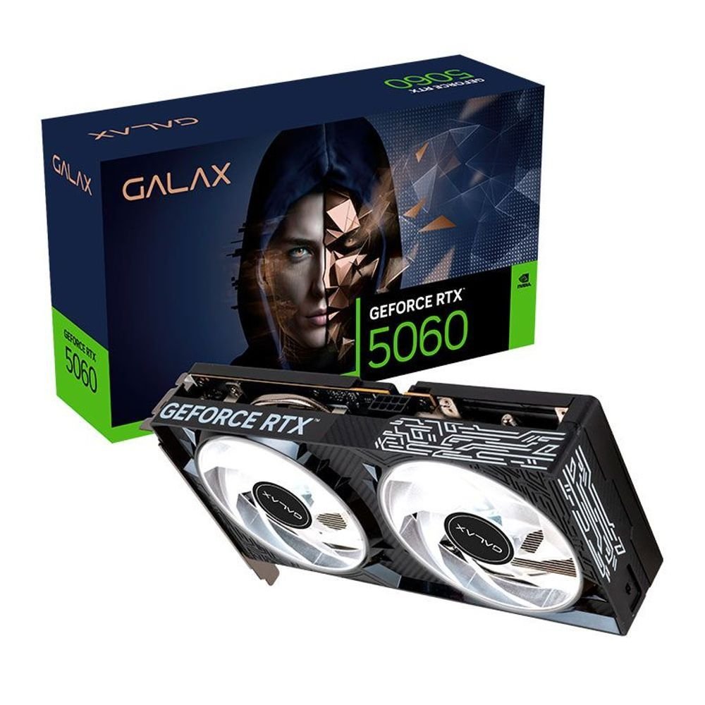 😱 Placa de Vídeo NVIDIA GeForce Galax RTX 5060 1 Click OC 2X 8GB - 128 Bits - HDMI/3X Displayport - 56NSN8MDDXBO