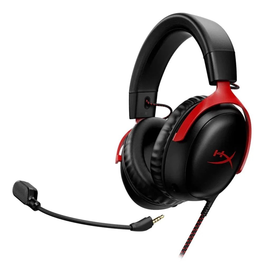😱 Headset Gamer Com Fio HyperX Cloud III DTS Drivers 53mm USB PC PS5 PS4 XBOX Series X/S Xbox One Nintendo Switch Mobile Preto e Vermelho 727A9AA Cloud 3