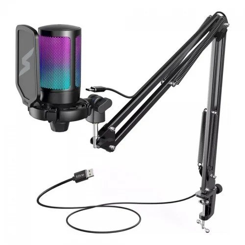 😱 Microfone Gamer Fifine Superframe Edition Sfm1 Rgb Usb Black Com Braco Articulado