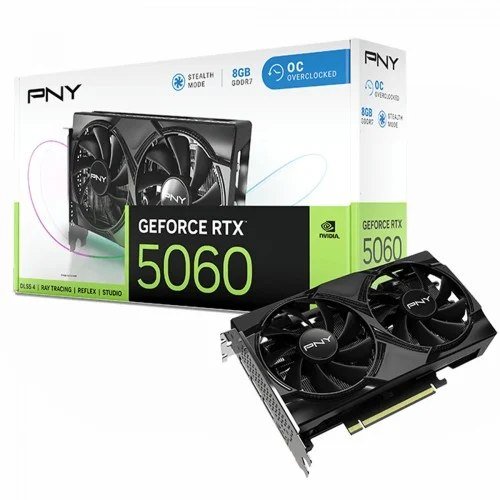 😱 Placa De Video Pny Nvidia Geforce Rtx 5060 Dual Oc 8GB Gddr7 Dlss Ray Tracing Vcg50608Dfxpb1 O