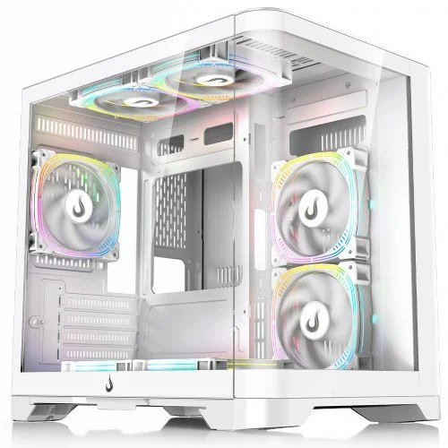 😱 Gabinete Gamer Rise Mode Galaxy Curved Mid Tower Vidro Temperado Matx Sem Fonte Sem Fan Branco Rm Ga Gc Fw