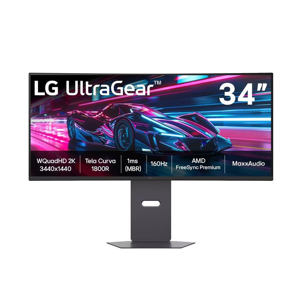 😱 Monitor Gamer Curvo LG UltraGear 34, QHD, UltraWide, 160Hz, 1ms, FreeSync Premium, HDR10, Altura Ajustável, Som Integrado