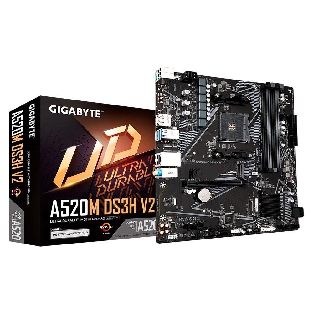 😱 Placa-Mãe Gigabyte A520M DS3H V2, AMD, Micro ATX, DDR4, Preto