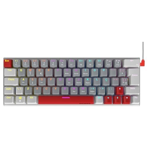 😱 TECLADO MECÂNICO GAMER PCYES KUROMORI 60% WHITE GHOST - SWITCH RED - LED RAINBOW - PTKMWG60RD