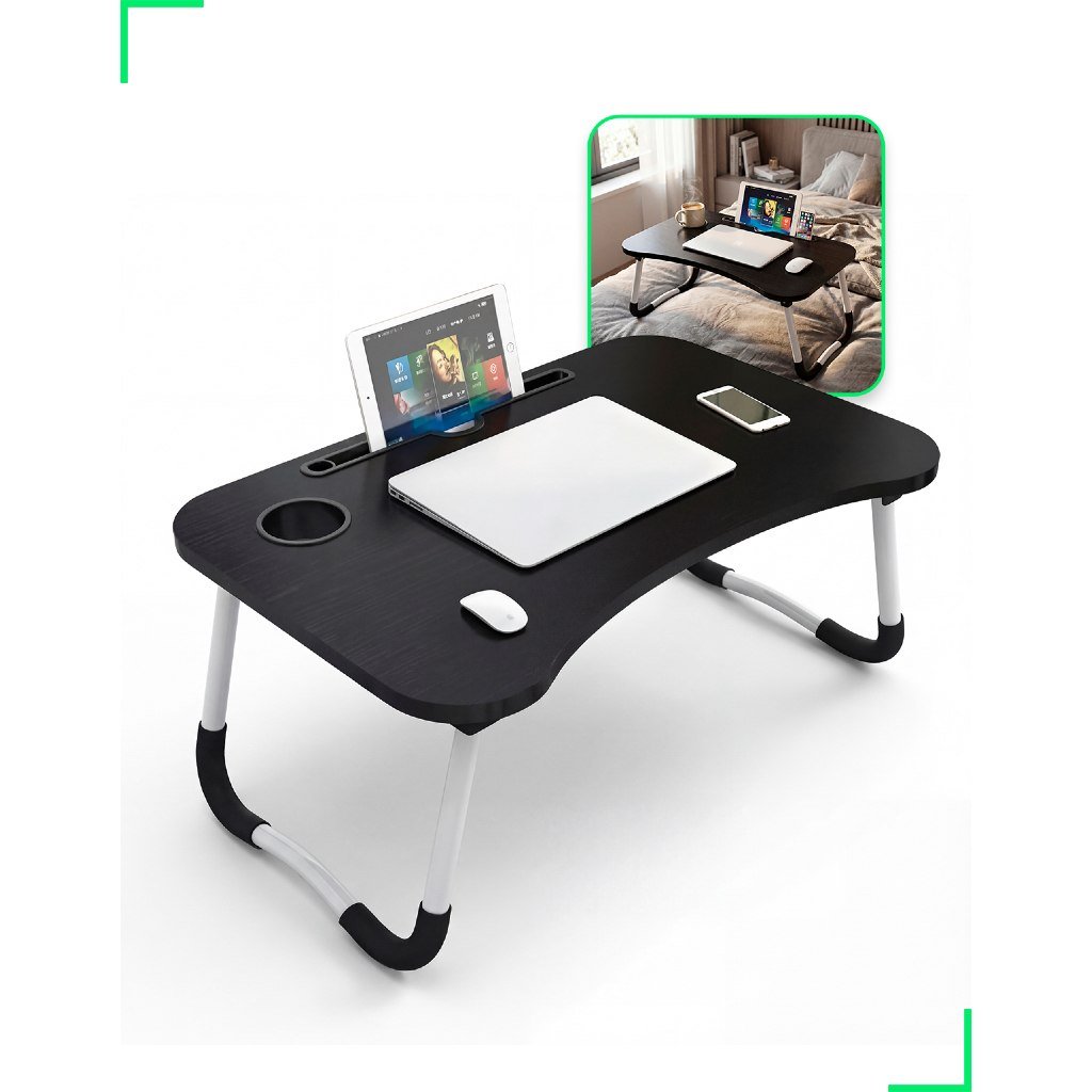 😱 Mesa Dobrável Suporte para Notebook Portátil Para Tablets com Porta-Copo - Bege ou Preto
