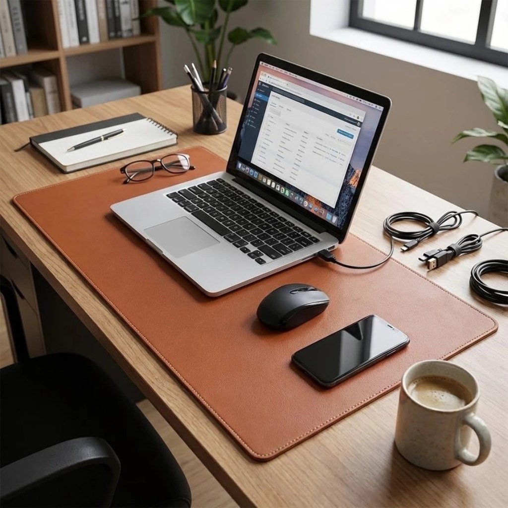 😱 Mouse Pad Desk Pad Couro Borda Costurada Gigante Antiderrapante Tapete Mesa Gamer Setup Trabalho Estudo Protetor Mesa