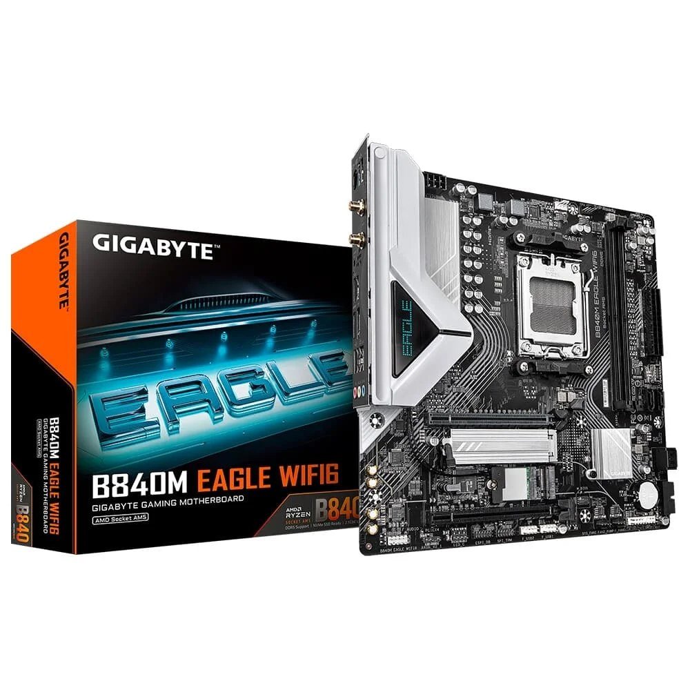 😱 Placa Mãe Gigabyte B840M EAGLE WIFI6, AMD AM5, Micro ATX, DDR5, RGB, Wi-Fi 6