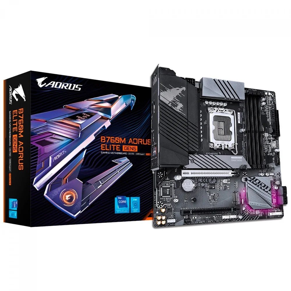 😱 Placa Mãe Gigabyte B760M AORUS ELITE GEN5, Intel LGA 1700, mATX, DDR5, RGB, PCIe 5.0