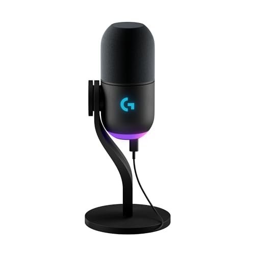 😱 Microfone Dinâmico Gamer Logitech G Yeti GX com RGB LIGHTSYNC Captação Dinâmica Supercardioide, Conexão USB Plug and Play para Gravação de Conteúdo e Streaming em PC e Mac - Preto