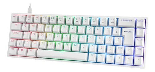  😱 Teclado Mecanico Akko 3068S Branco Switch Laranja