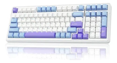 😱 Teclado Mecânico Sem Fio Classroom F99 Rgb 99 Teclas Azul&roxo&branco Espanhol América Latina
