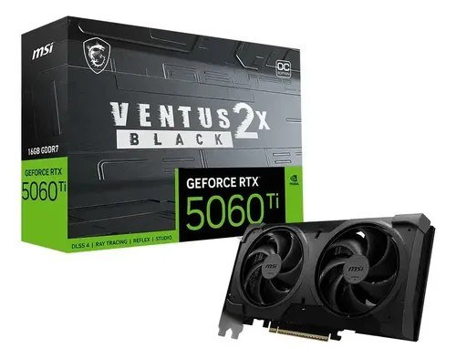 😱 Placa de Vídeo NVIDIA GeForce MSI RTX5060TI Ventus 2x OC Black Plus