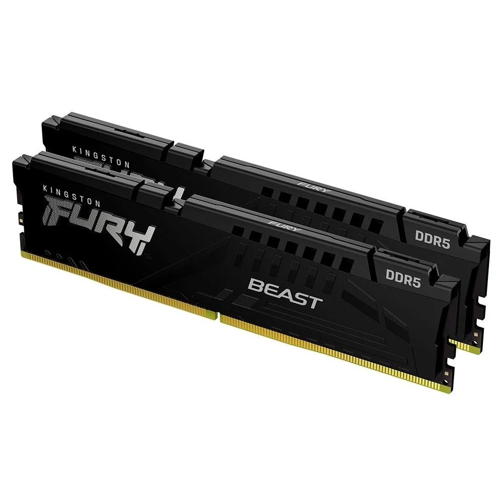 😱 Memória RAM Kingston Fury Beast, 32GB (2x16GB), 5200MHz, DDR5, CL40, para Intel XMP, Preto