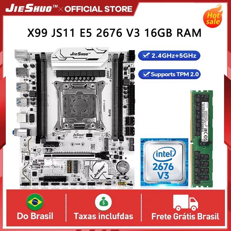 😱 Kit X99 Jieshuo JS11 ARGB + Xeon E5 2676 V3 + 16GB DDR3
