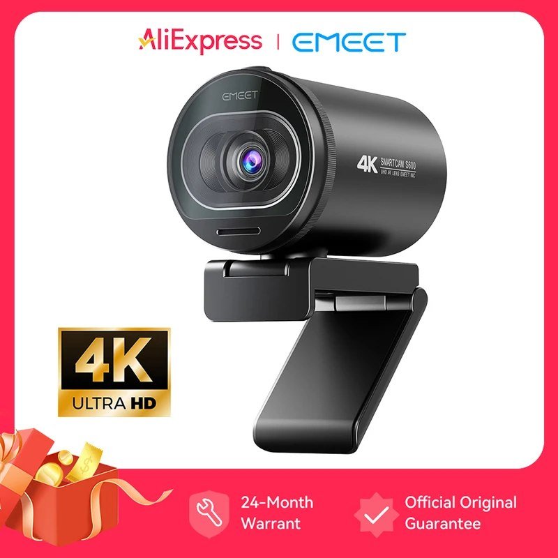 😱 Webcam 4K para Streaming, Câmera USB 1080P 60FPS Emeet S600 com Foco Automático e Microfones