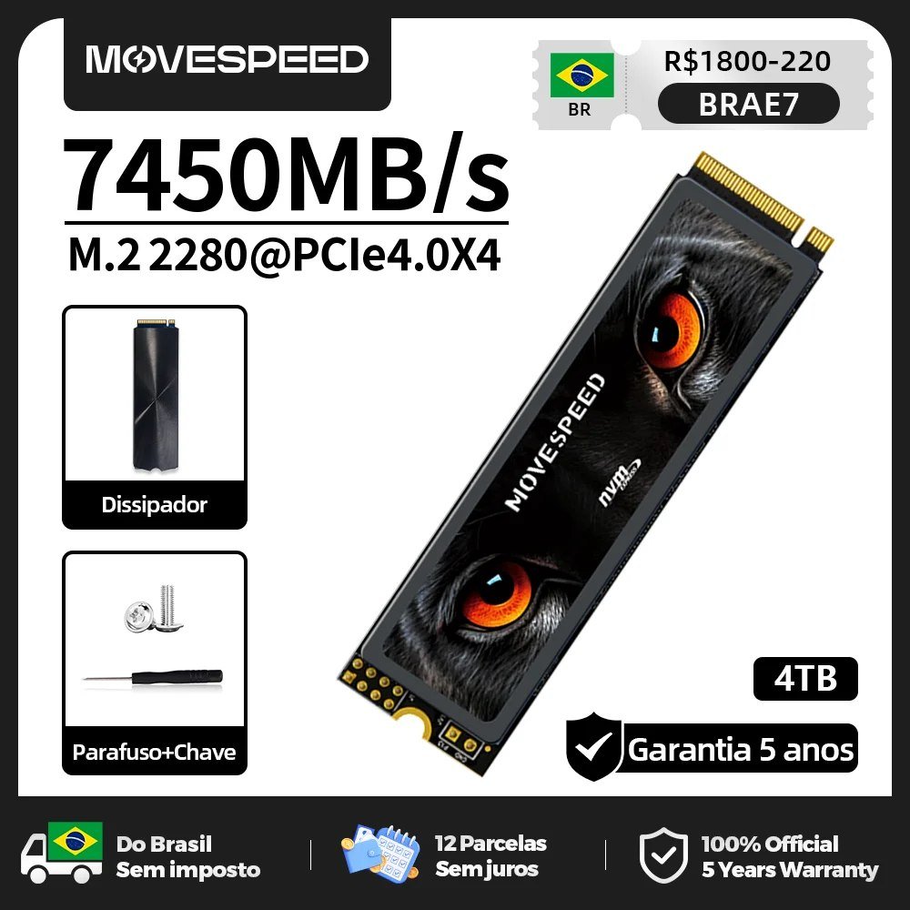 😱 Movespeed 4TB 7450 mb/s ssd nvme m2 pcie 4.0x4 2280 PS5