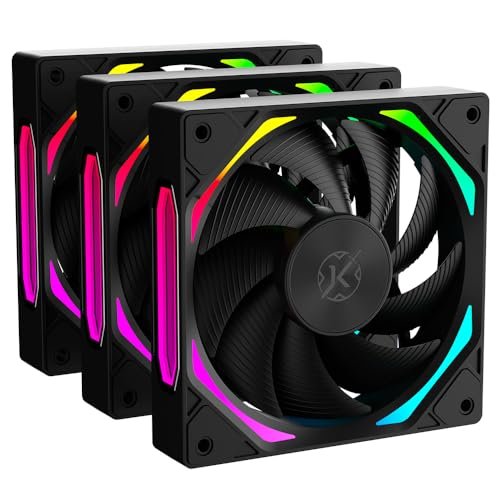 😱 Kit com 3 Fans Kalkan Halo ARGB Preto 120 mm