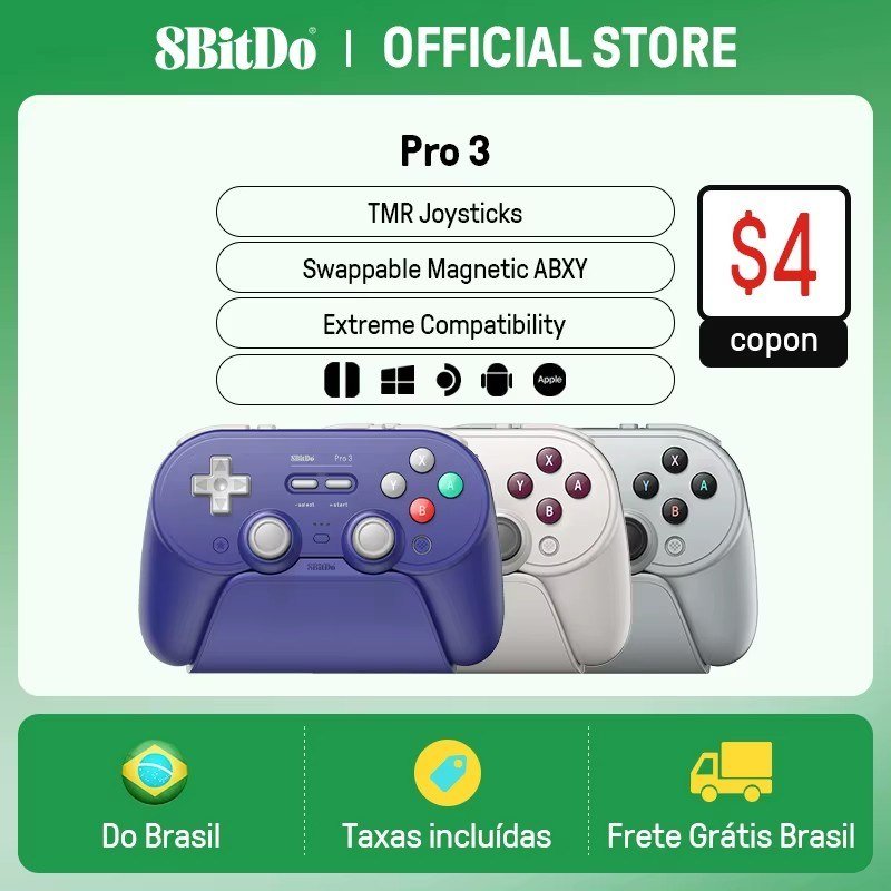 😱 Controle Sem Fio 8BitDo Pro 3