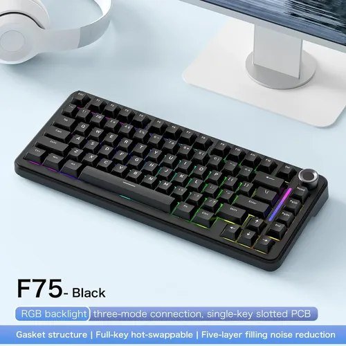 😱 Teclado Mecânico Gamer Sem Fio Freewolf F75 Rgb