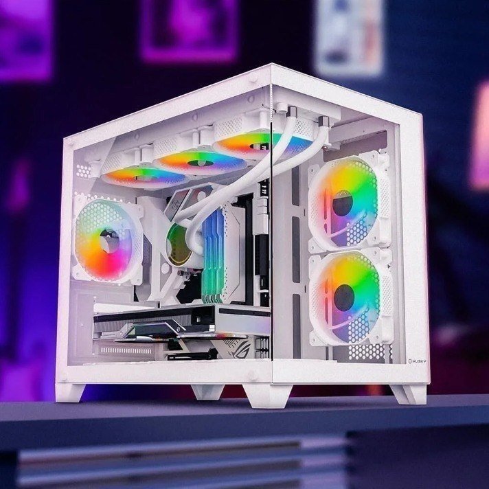 😱 Gabinete Gamer Husky Dome 210, Mini Tower, M-ATX, Lateral e Frontal em Vidro, Sem FANs, Branco