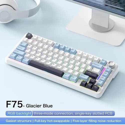 😱 Teclado Mecânico Gamer Sem Fio Freewolf F75 Rgb