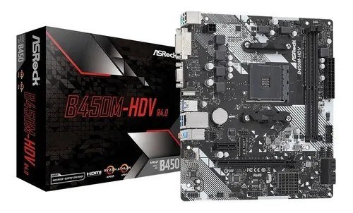 😱 Placa Mãe Asrock B450m-hdv R4.0 B450 Amd Am4 Matx Ddr4 Preto