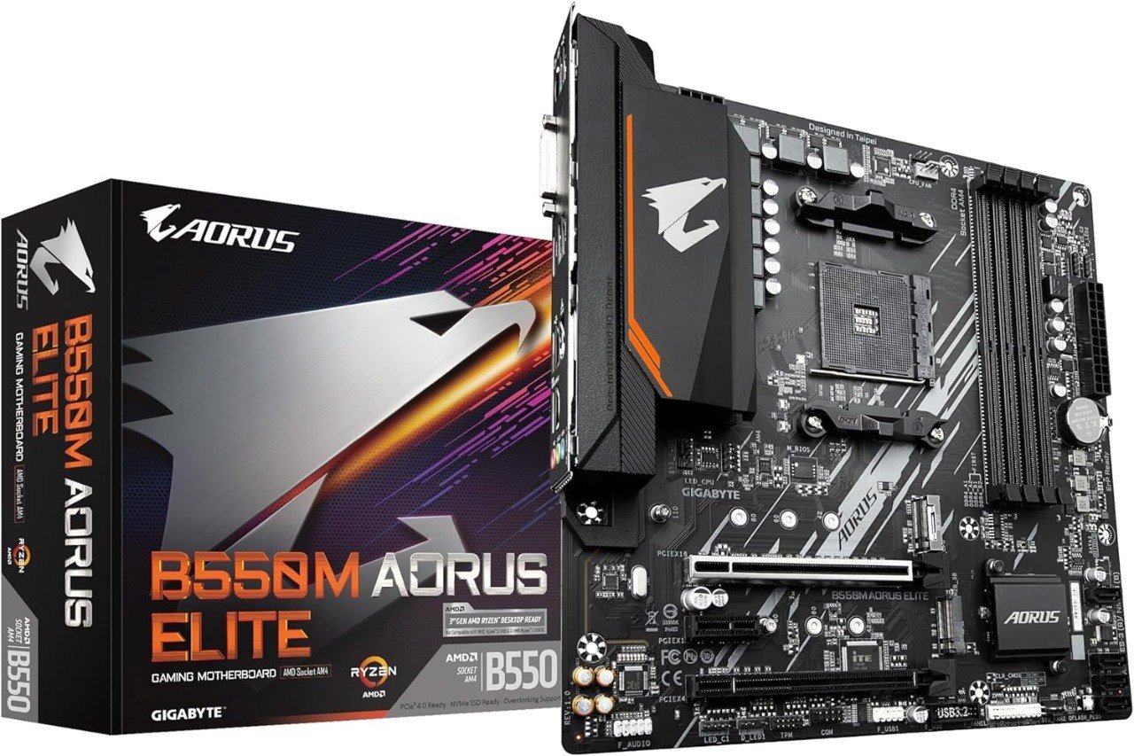 😱 Placa Mãe Gigabyte B550M Aorus Elite (AM4/DDR4/HDMI/M.2(Pcie,NVME,SATA3)/Vrm Solution/USB3.2) B550M Aorus Elite