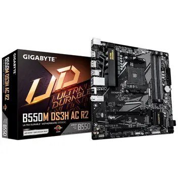 😱 Placa Mãe Gigabyte B550M DS3H AC R2, AMD AM4, Micro ATX, DDR4, RGB, Wi-Fi, Bluetooth, Preto - B550M DS3H AC R2
