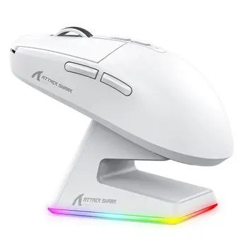 😱 Mouse Gamer sem Fio Attack Shark X6 Ultraleve com Base de Carregamento Magnético RGB, Tri-Mode, 26.000 DPI, Sensor Óptico PAW3395, 7 Botões Program...